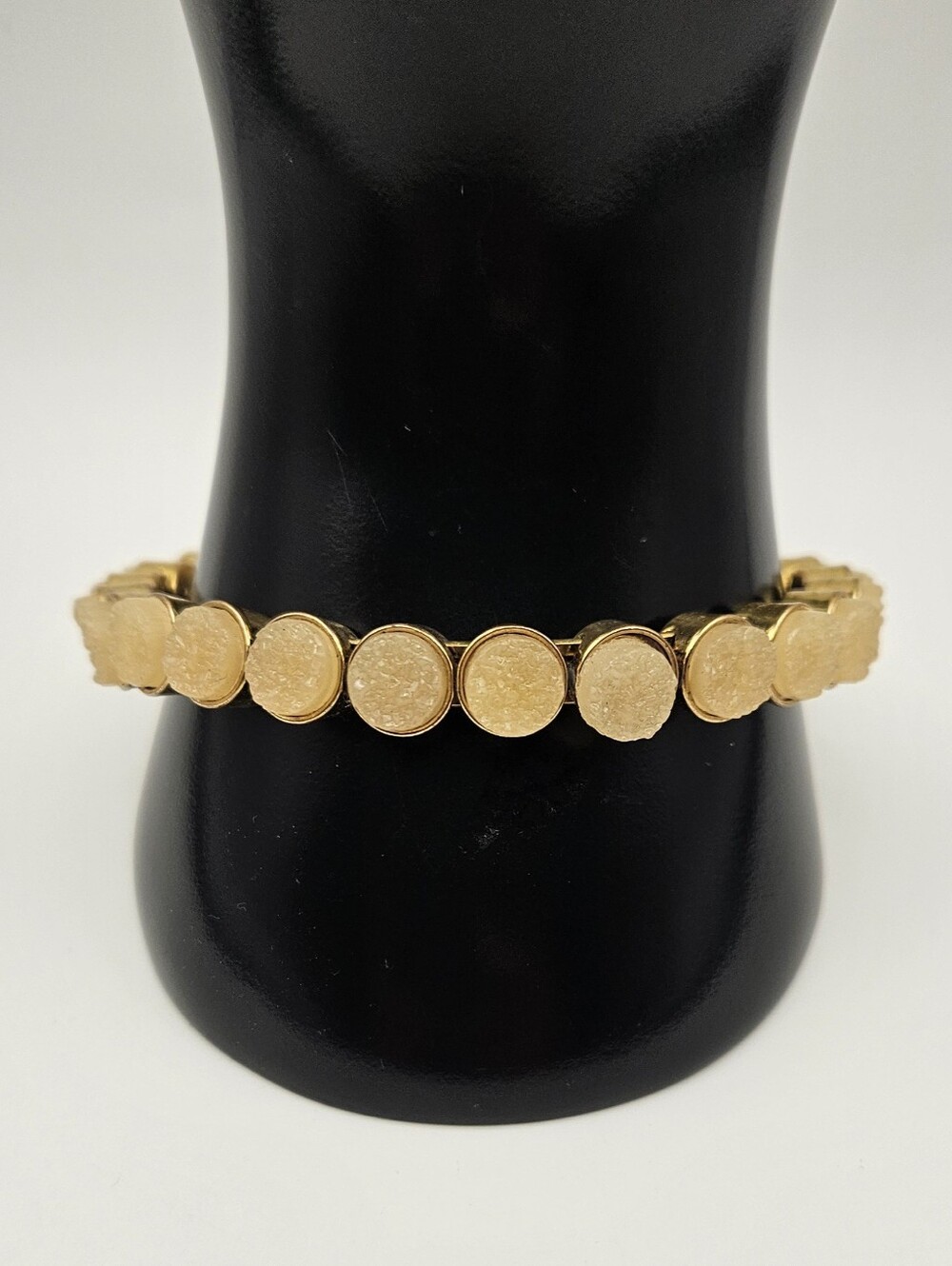 Plunder Design Gold Tone Faux Druzy Magnetic Closure Link Bracelet